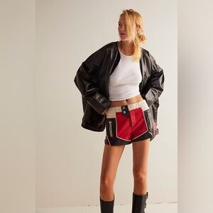We The Free Dull Throttle Leather Moto Shorts Women’s Size 12
